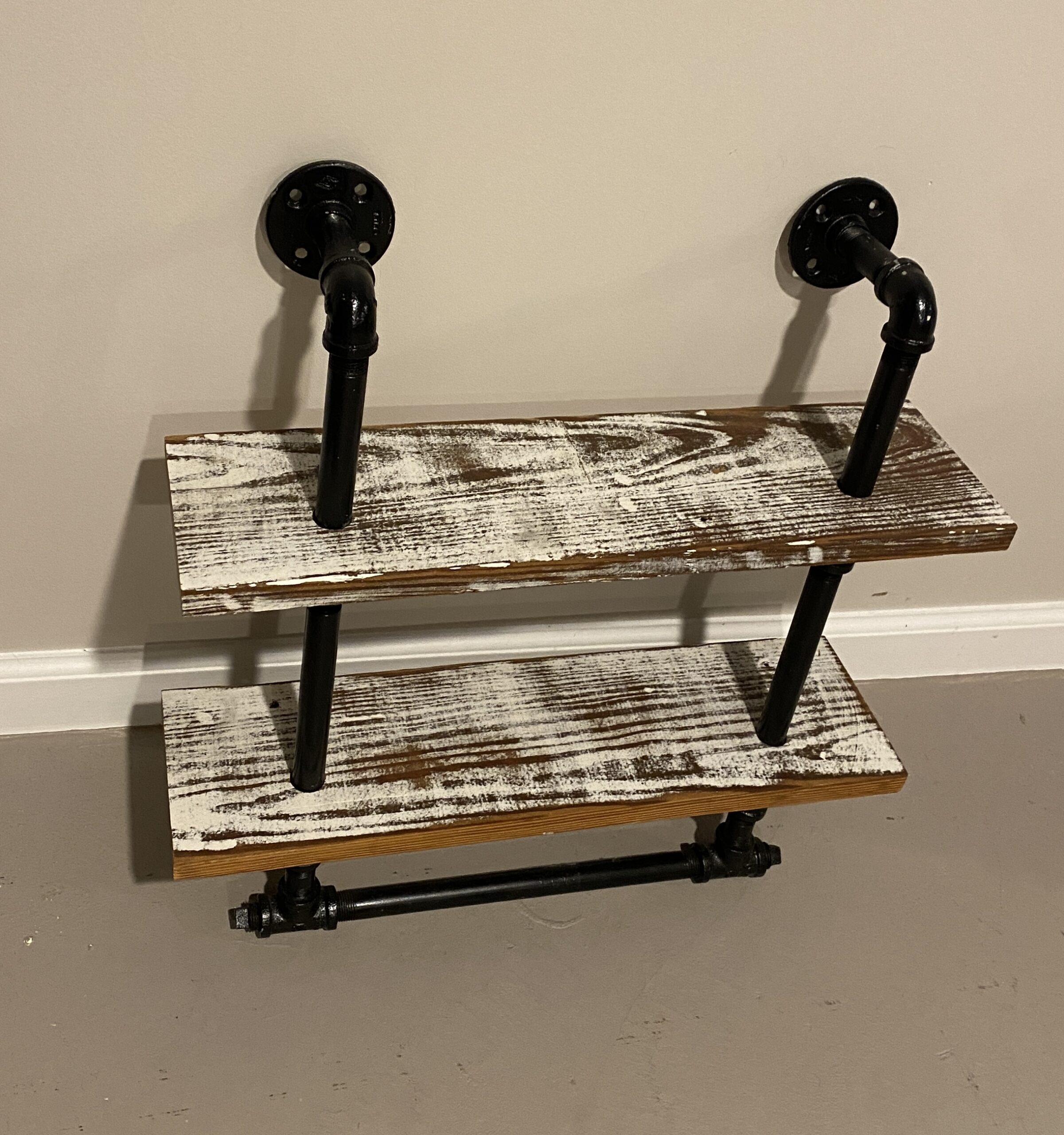 Wood and Metal wall shelves